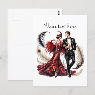 Carte Postale Couple art déco ajouter du texte