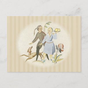 Carte Postale Couple avec chien