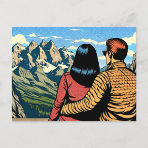 Carte Postale Couple avec vue Pittoresque