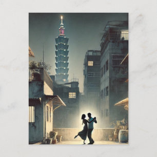 Carte Postale Couple Dancing avec Taipei 101 en arrière - plan