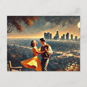 Carte Postale Couple Dancing surplombant la ville la nuit