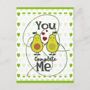 Carte Postale Couple de avocats drôles Toi tu me complètes