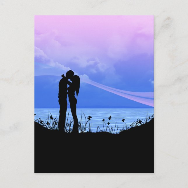 Carte Postale Couple de baiser romantique (Devant)