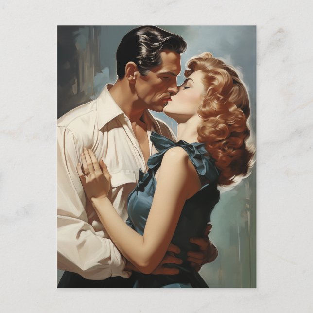 Carte Postale Couple de baiser vintage (Devant)
