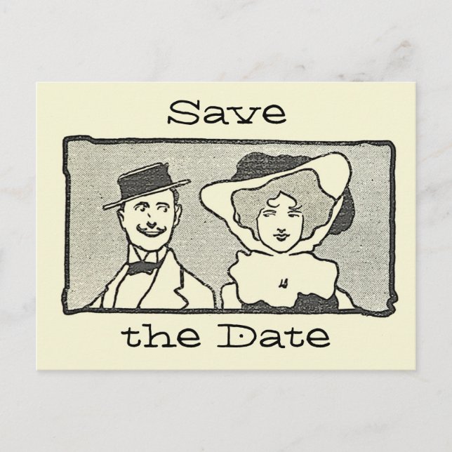 Carte Postale Couple de caricature Vintage (Devant)