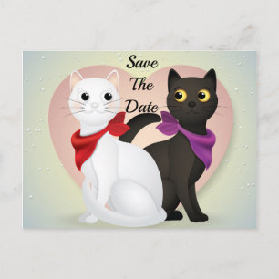 Carte Postale Couple de chat en caricature mignon