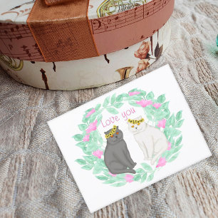 Carte Postale Couple de chats aimants Je t'aime