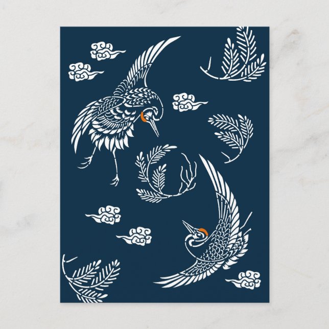 Carte Postale Couple de grue japonaise (Devant)