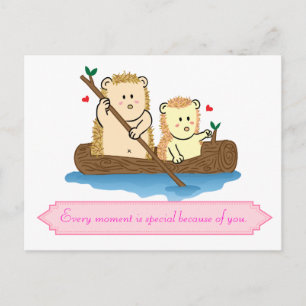 Carte Postale Couple de hérissons mignons naviguant sur un batea