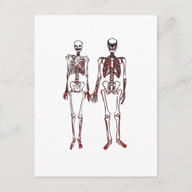 Carte Postale Couple de squelette rouge (Devant)