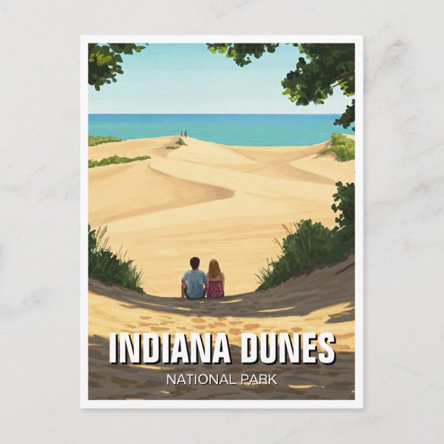 Carte Postale Couple de voyageurs du parc national des dunes de  (Devant)