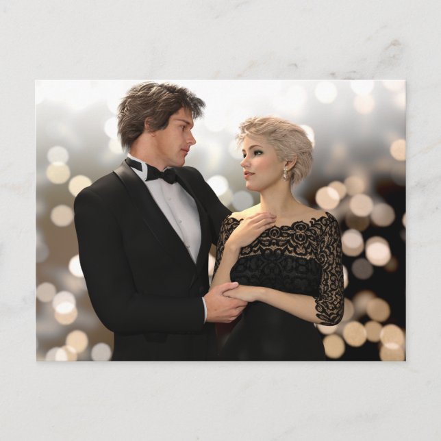 Carte Postale Couple glamour avec Twinkling Bokeh (Devant)
