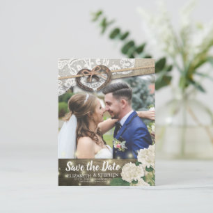 Carte Postale Couple Horseshoe Hydrangea Mariage Date de sauvega