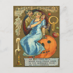 Carte Postale Couple Jack-o'-lantern Citrouille Apple
