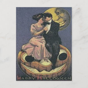 Carte Postale Couple Jack O Lantern Homme Dans La Lune