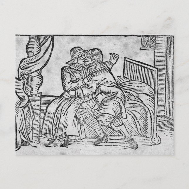 Carte Postale Couple Kissing, illustration 'Roxburghe Ballads' (Devant)