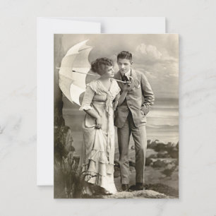 Carte Postale Couple romantique vintage avec parasol