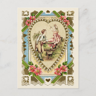 Carte Postale Couple sucré dans le cadre cardiaque Reproduction
