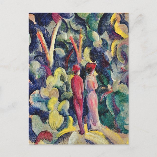 Carte Postale Couple sur la piste forestière par August Macke (Devant)