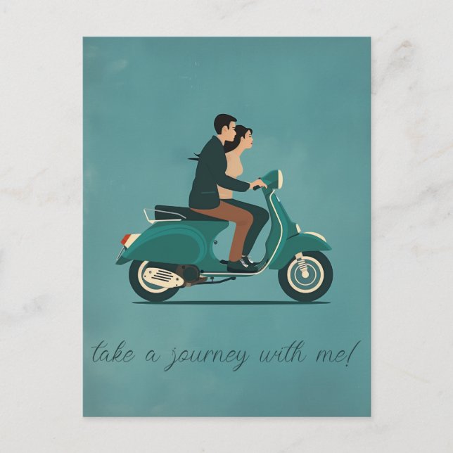 Carte Postale Couple sur moto (Devant)