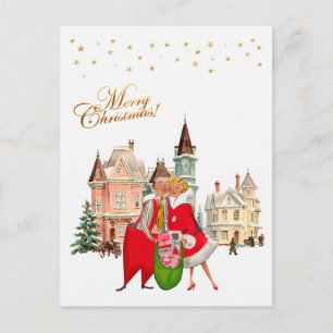 Carte Postale Couple vintage 1950 Joyeux Noël