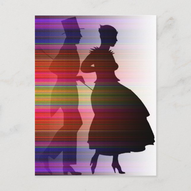 Carte Postale couples de danse dans le sillouette (Devant)