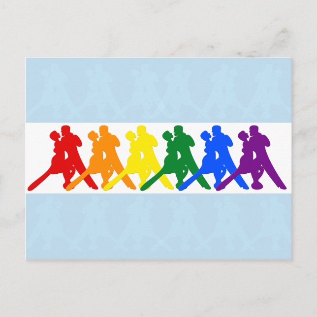 Carte Postale Couples de danseurs de tango couleurs arc-en-ciel (Devant)