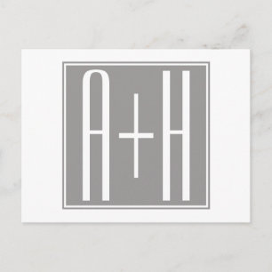 Carte Postale Couples Initails ou Autre Texte   Blanc & Gris