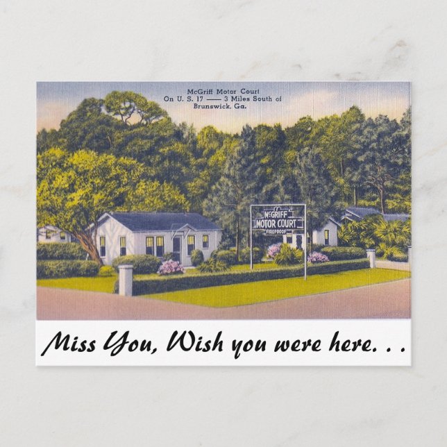Carte Postale Cour de l'automobile, Brunswick, Géorgie (Devant)