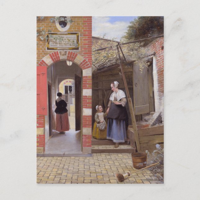 Carte Postale Cour d'une maison à Delft par Pieter de Hooch (Devant)