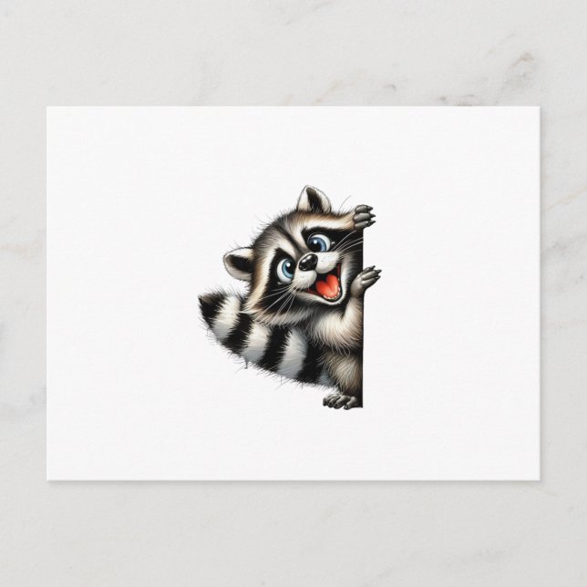 Carte Postale Courbe de Noël adorable Raccoon - Gif de Noël mign (Devant)