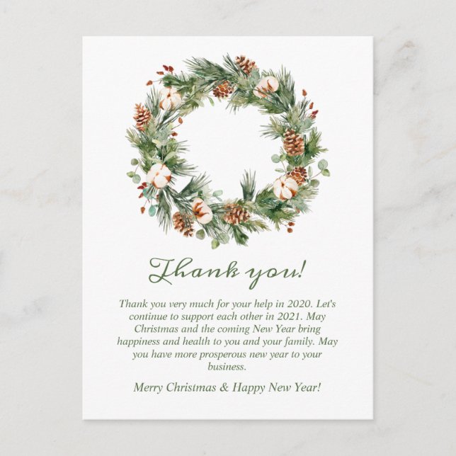 Carte Postale Courbe de Noël Merci de vacances d'entreprise (Devant)