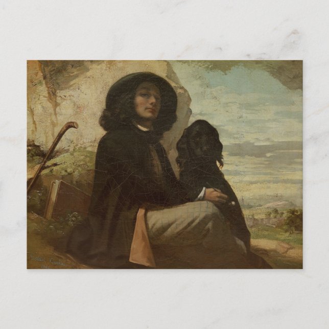 Carte Postale Courbet avec son chien noir, 1842 (Devant)