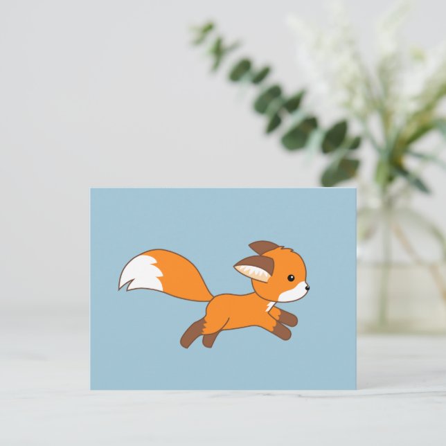 Carte Postale Coureur de renard sur bleu (Debout devant)