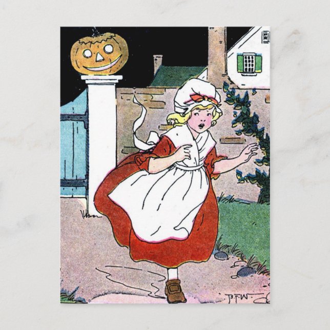Carte Postale Courir effrayé de Jack-O-Lantern (Devant)