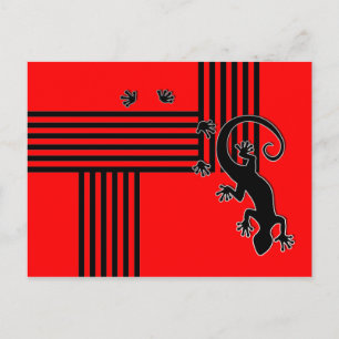 Carte Postale Courir Gecko - bandes noires et rouges abstraites
