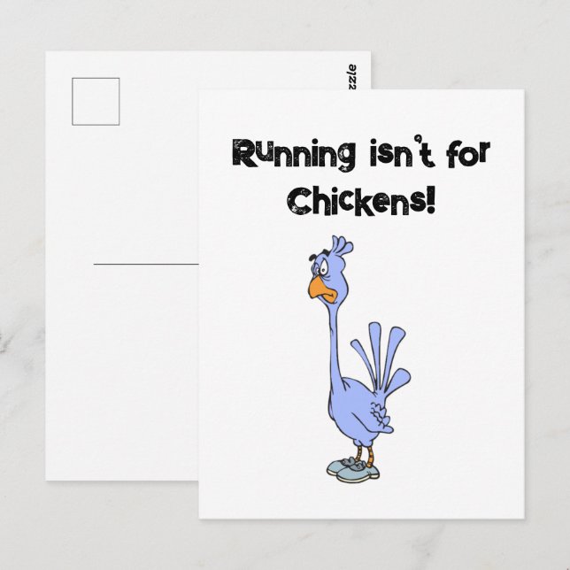 Carte Postale Courir n’est pas pour les poulets - Humour de mara (Devant / Derrière)