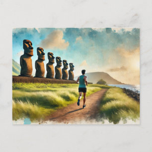 Carte Postale Courir sur l'île de Pâques