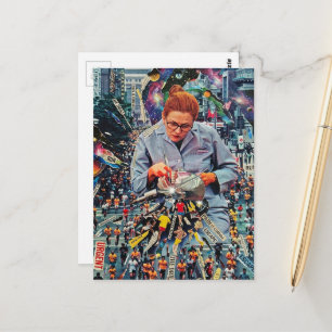 Carte Postale Courir Vite Le Dentiste Arrive Collage Surréaliste