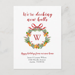 Carte Postale Couronne d'agrumes avec Monogramme Holiday Moving