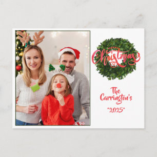 Carte Postale Couronne de buis pour photo de vacances de Noël jo