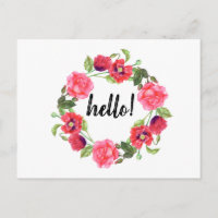 Couronne de fleurs aquarelles rouges et roses