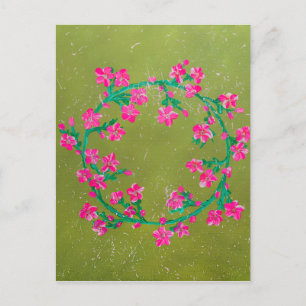 Carte Postale Couronne de fleurs roses texturées 