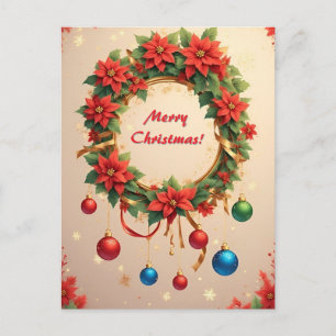 Carte Postale Couronne de Noël festive et élégante 🎄✨