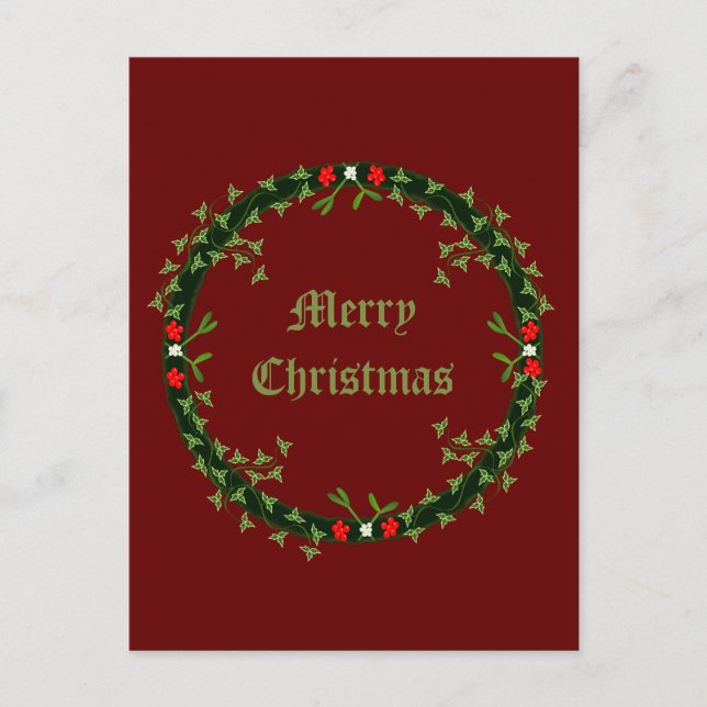 Carte Postale Couronne de Noël gothique personnalisée (Devant)