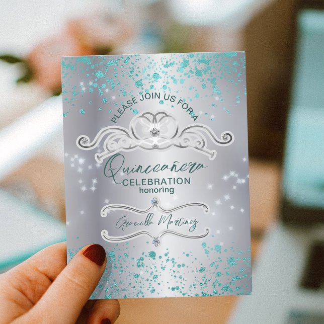 Carte Postale Couronne de Quinceañera en argent à strass (Créateur téléchargé)