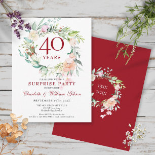 Carte Postale Couronne de roses pour la fête surprise des 40 ans