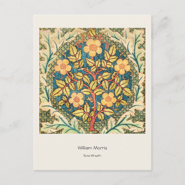 Carte Postale Couronne de roses - William Morris Art floral vint (Devant)