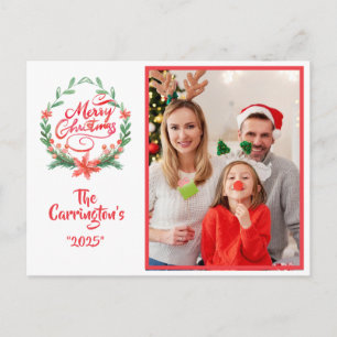 Carte Postale Couronne de vacances Joyeux Noël Année