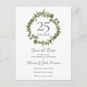Carte Postale Couronne de verdure 25e anniversaire de mariage En